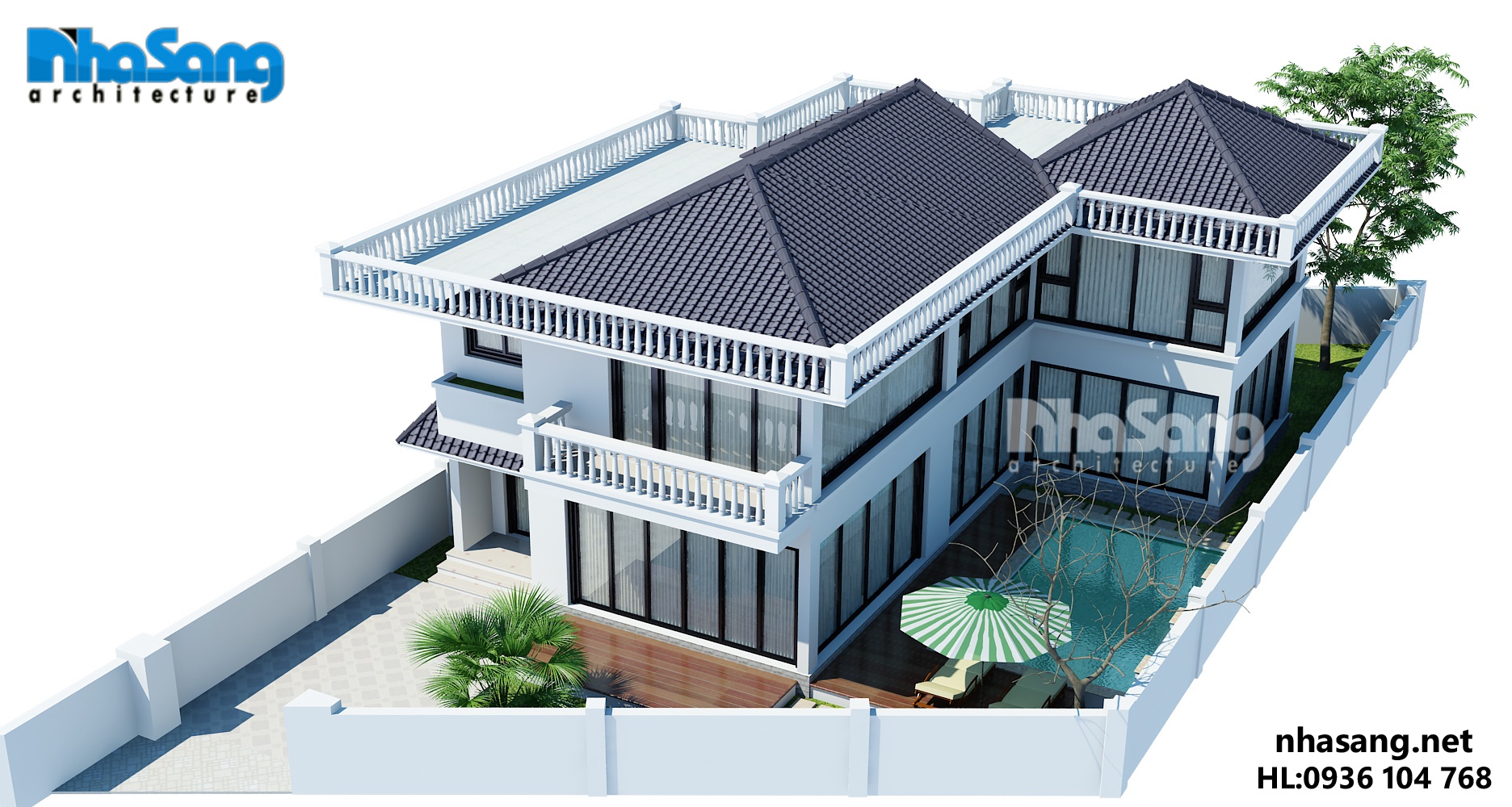 mẫu thiết kế nhà biệt thự vườn 2 tầng đẹp